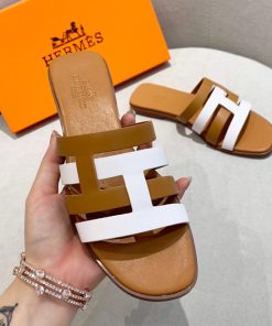 Hermes Amore Slides Women Calfskin In Brown