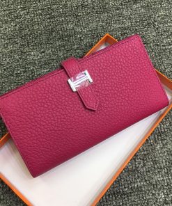 Hermes Bearn Wallet Togo Leather Palladium Hardware In Rose