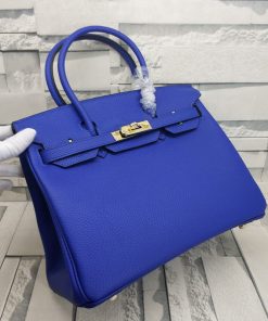 Hermes Birkin Bag Togo Leather Gold Hardware In Blue