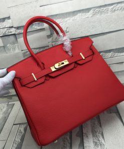 Hermes Birkin Bag Togo Leather Gold Hardware In Red