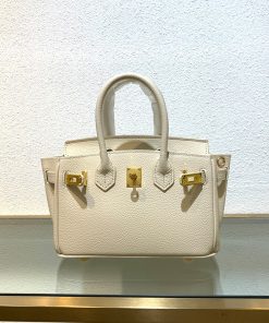 Hermes Birkin Mini Bag Togo Leather Gold Hardware In White