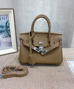 Hermes Birkin Mini Bag Togo Leather Palladium Hardware In Coffee