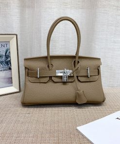 Hermes Birkin Mini Shoulder Bag Togo Leather Palladium Hardware In Coffee