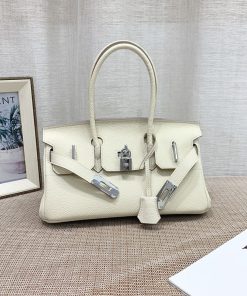 Hermes Birkin Mini Shoulder Bag Togo Leather Palladium Hardware In White
