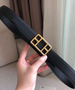 Hermes Cape Buckle 32MM Reversible Belt Togo Leather In Black