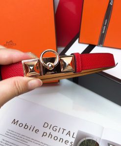 Hermes Collier De Chien 18 Belt Espom Leather In Red
