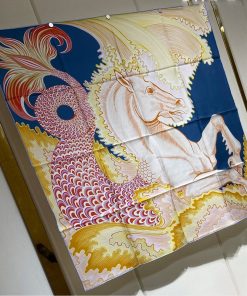 Hermes Cheval Sirene Double Face Scarf 90 In Blue
