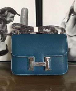 Hermes Constance Bag Epsom Leather Palladium Hardware In Teal