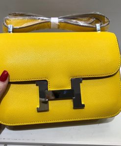 Hermes Constance Bag Epsom Leather Palladium Hardware In Yellow