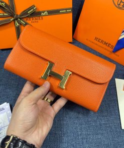 Hermes Constance Wallet Epsom Leather Gold Hardware In Orange