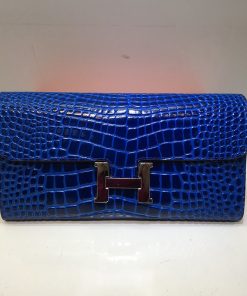 Hermes Constance Wallet Alligator Leather Palladium Hardware In Blue