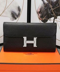 Hermes Constance Wallet Epsom Leather Palladium Hardware In Black