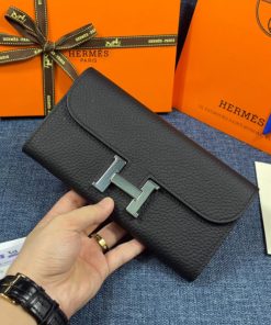 Hermes Constance Wallet Togo Leather Palladium Hardware In Black