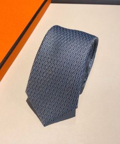 Hermes Crosslines Silk Tie In Blue