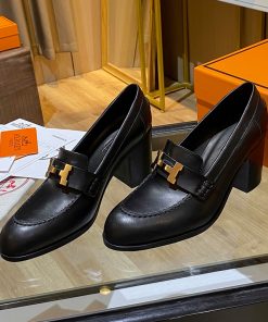 Hermes Dauphine 70 Loafers Women Calfskin In Black