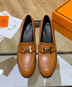 Hermes Dauphine 70 Loafers Women Calfskin In Brown