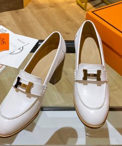 Hermes Dauphine 70 Loafers Women Calfskin In White