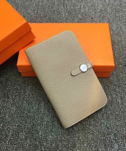 Hermes Dogon Duo Wallet Togo Leather Palladium Hardware In Grey