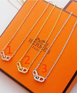 Hermes Double Ring Pendant Necklace