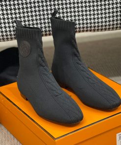 Hermes Duo Ankle Boots Women Knit In Black