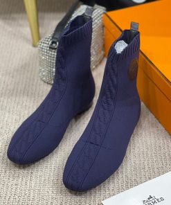 Hermes Duo Ankle Boots Women Knit In Blue