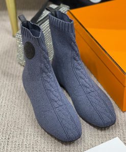 Hermes Duo Ankle Boots Women Knit In Grey