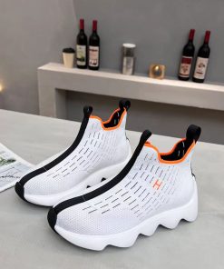 Hermes Eclair Sneakers Unisex Knit In White Black