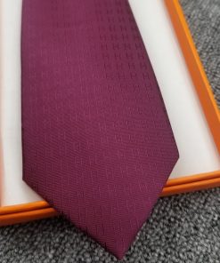 Hermes Faconnee H Bicolore Tie In Red