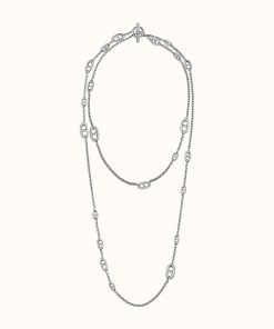 Hermes Farandole Long Necklace In Silver