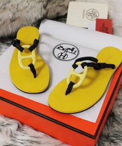 Hermes Kala Nera Slides Women Rubber In Yellow