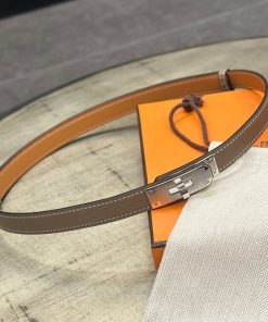 Hermes Kelly 18 Belt Espom Leather In Grey Silver