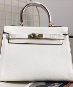 Hermes Kelly Bag Epsom Leather Gold Hardware In White