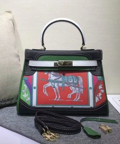 Hermes Kelly Graffiti Bag Togo Leather Gold Hardware In Black
