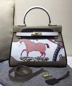 Hermes Kelly Graffiti Bag Togo Leather Gold Hardware In Grey