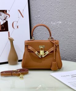 Hermes Kelly Mini Bag Togo Leather Gold Hardware In Brown