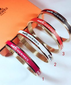 Hermes Logo Bangles Metal And Leather