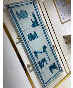 Hermes Les Sangles En Finesse Scarf In Blue