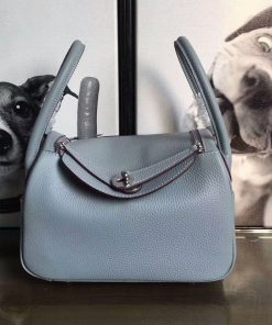 Hermes Lindy Bag Clemence Leather Palladium Hardware In Sky Blue
