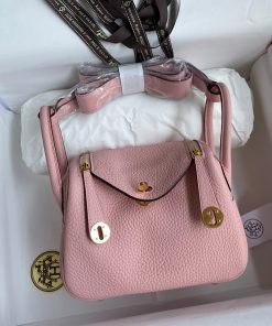Hermes Lindy Mini Bag Togo Leather Gold Hardware In Cherry