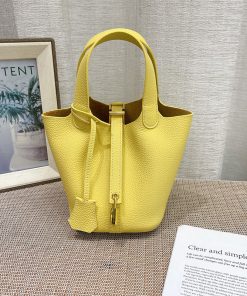 Hermes Picotin Lock Mini Bag Togo Leather Gold Hardware In Yellow