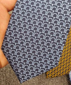 Hermes Mors Tricolore Tie In Navy Blue