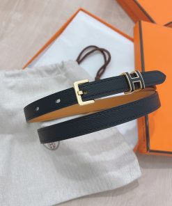 Hermes Pop H 15 Belt Epsom Calfskin In Black Gold