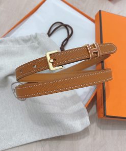 Hermes Pop H 15 Belt Epsom Calfskin In Brown Gold
