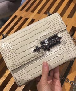 Hermes Verrou Chaine Mini Bag Alligator Leather Palladium Hardware In Beige