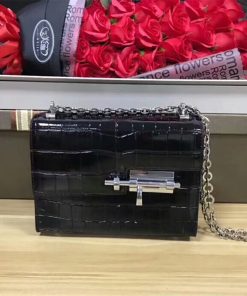Hermes Verrou Chaine Mini Bag Alligator Leather Palladium Hardware In Black