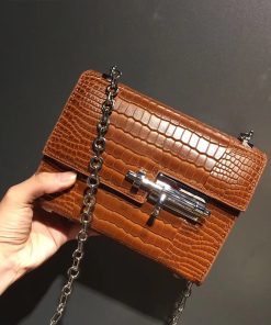 Hermes Verrou Chaine Mini Bag Alligator Leather Palladium Hardware In Brown