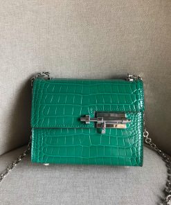 Hermes Verrou Chaine Mini Bag Alligator Leather Palladium Hardware In Green