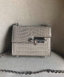 Hermes Verrou Chaine Mini Bag Alligator Leather Palladium Hardware In Grey