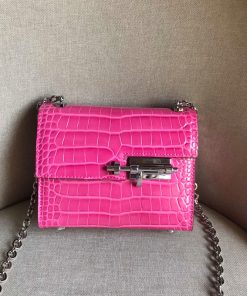 Hermes Verrou Chaine Mini Bag Alligator Leather Palladium Hardware In Pink
