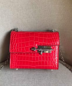 Hermes Verrou Chaine Mini Bag Alligator Leather Palladium Hardware In Red